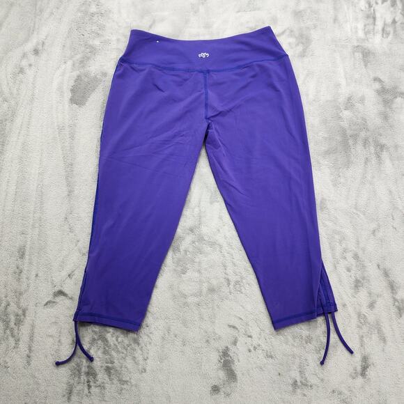 Maurices in Motions Leggings Womens L Purple Capri Ruched Tie Hem Pull On Yoga - Picture 2 of 9
